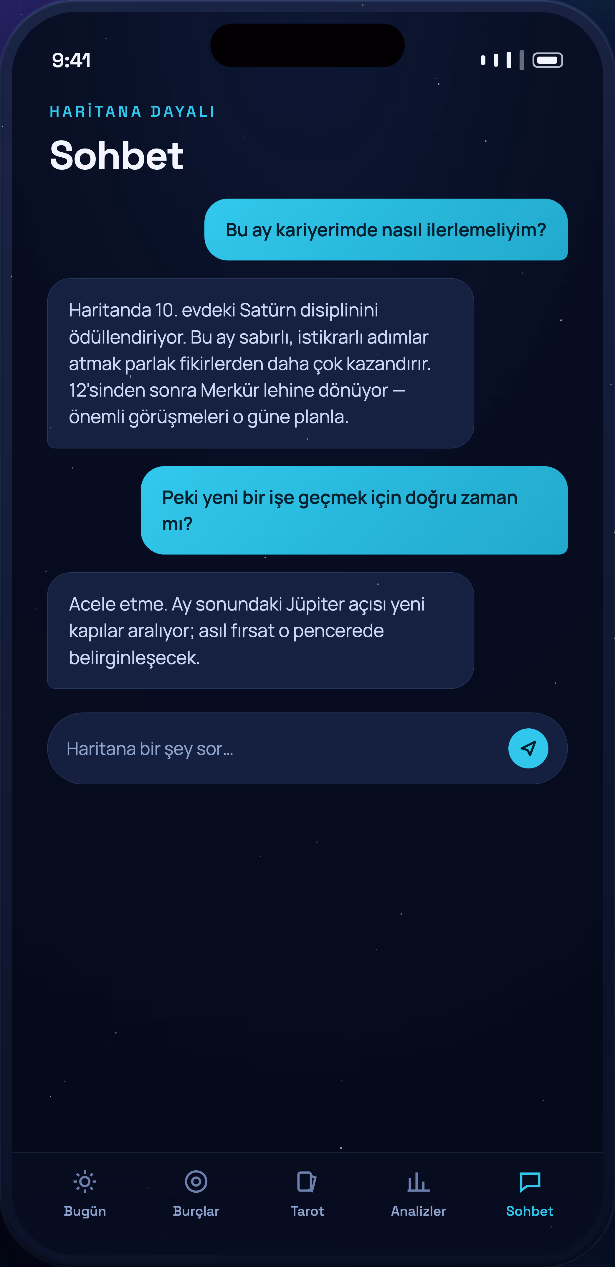 Falla uygulamasında AI sohbet ekranı: haritaya dayalı soru-cevap